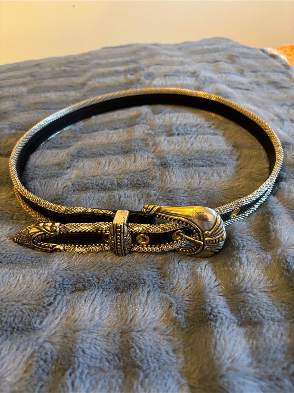 Black and silver belt